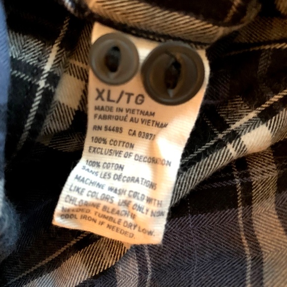 American Eagle Shirt Men's XL Blue Plaid Long Sleeve Button down Slim Fit Cotton - Picture 8 of 10